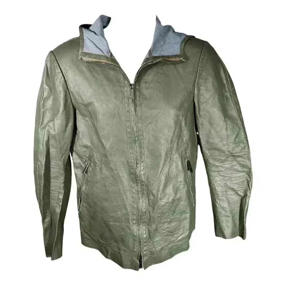 Emporio Armani Lambskin Leather Biker Jacket - Womens Fashion Designer Outerwear